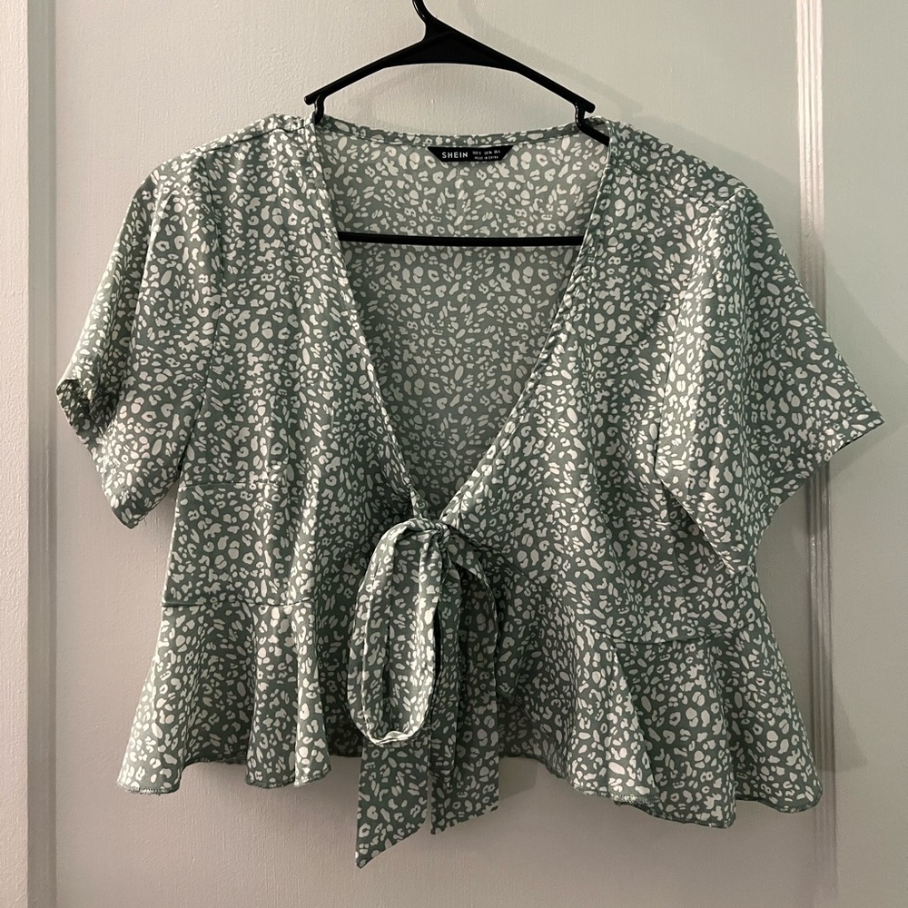 Animal Print Open Front Tie Crop Top
